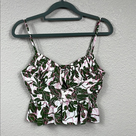 New Parker Floral Print Peplum Cami Top Keyhole Cut Out Tropical Sz 0 - Picture 4 of 14